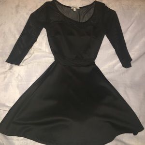 Black skater dress with mesh detail